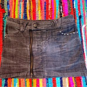 Rachel Roy washed black denim studded mini skirt .